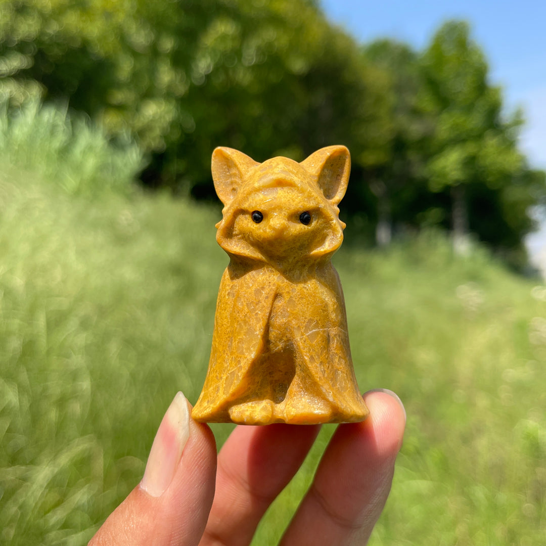 Natural Crystal Cloaked Cat Carving