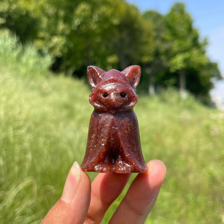 Natural Crystal Cloaked Cat Carving