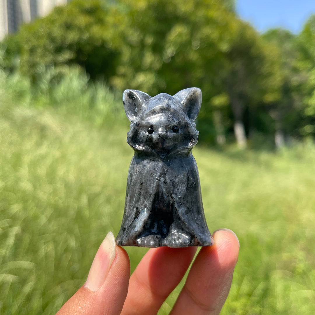 Natural Crystal Cloaked Cat Carving