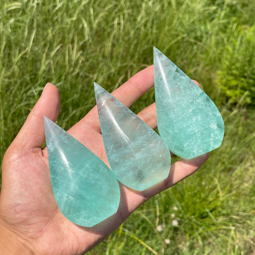 Natural Crystal Green Fluorite Teardrop