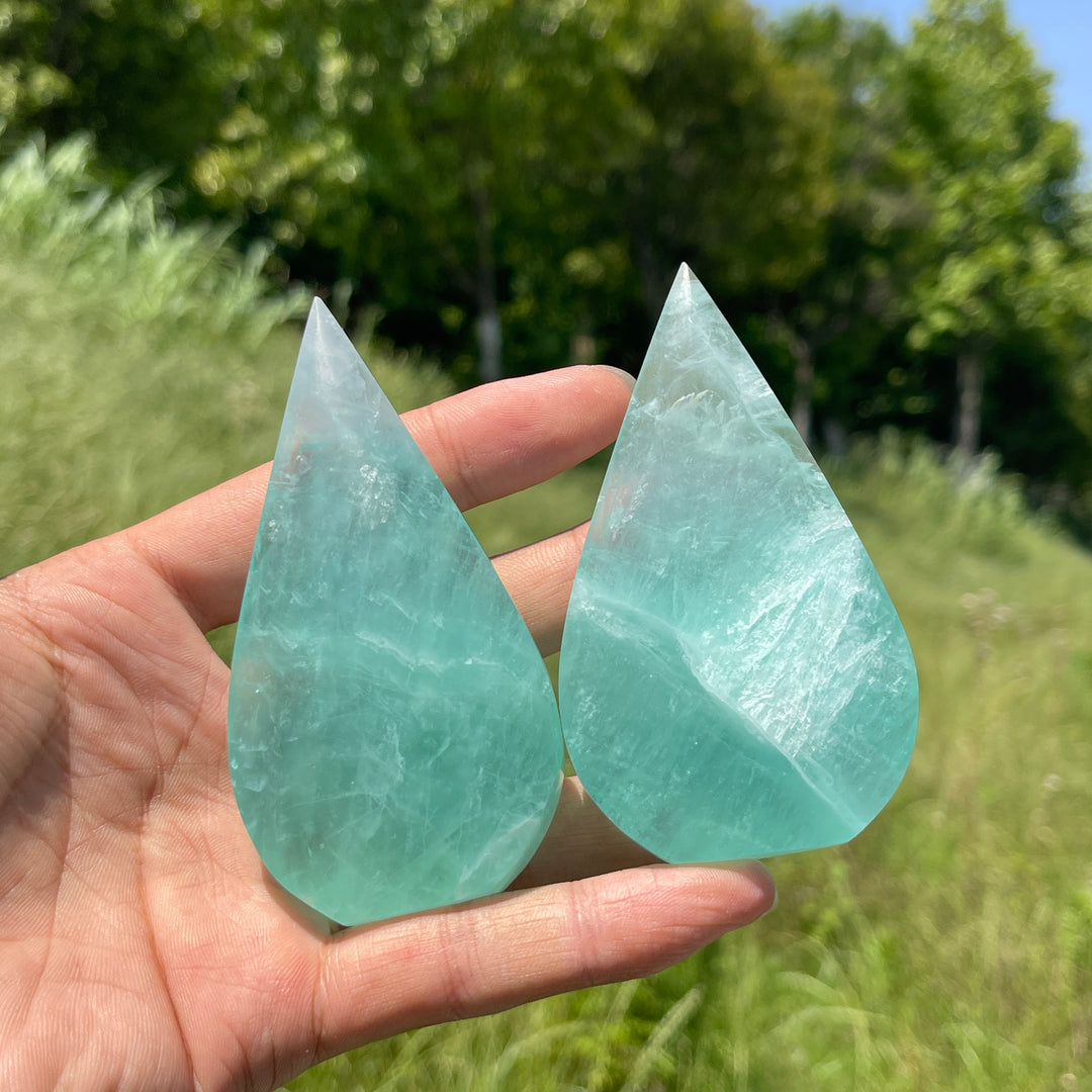 Natural Crystal Green Fluorite Teardrop