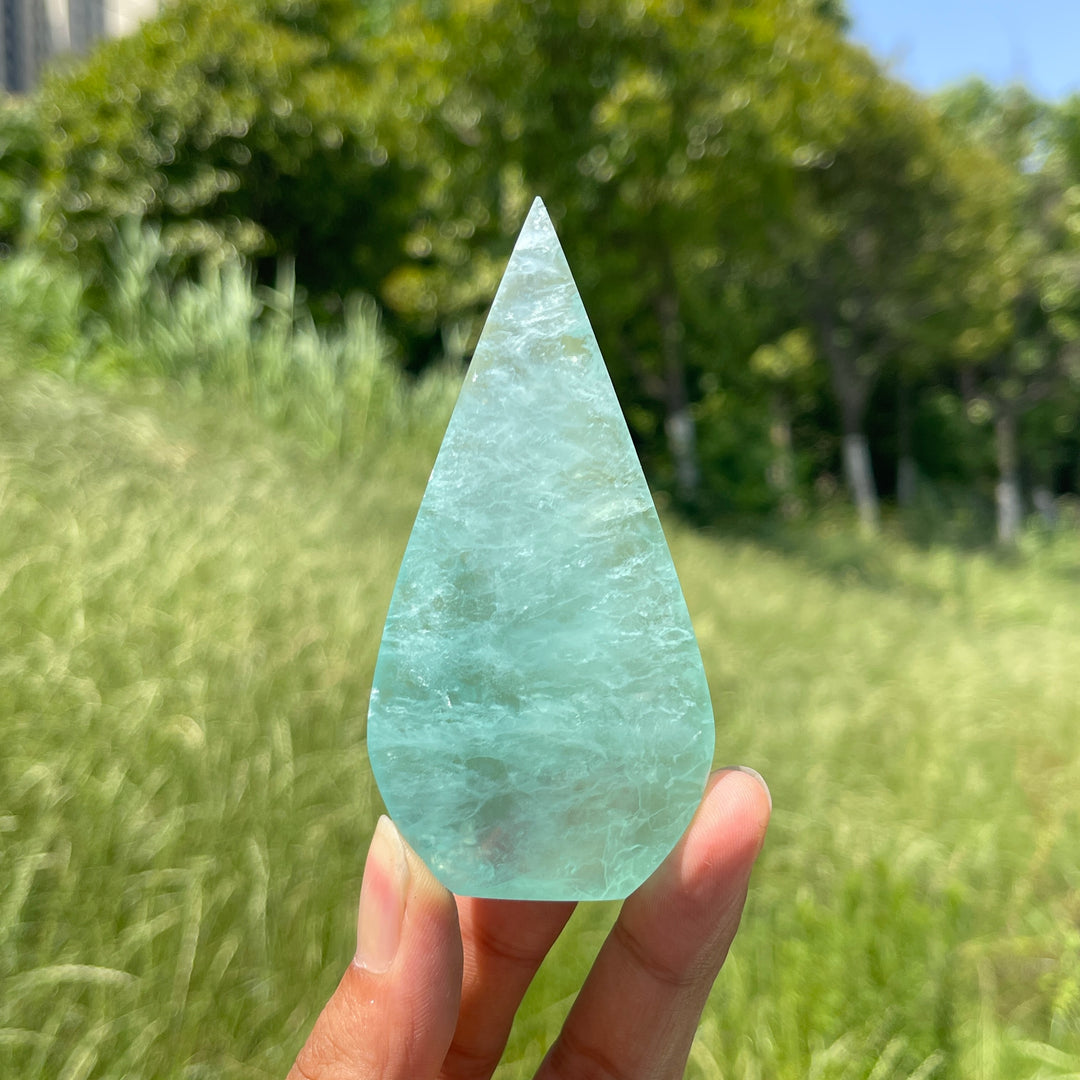 Natural Crystal Green Fluorite Teardrop