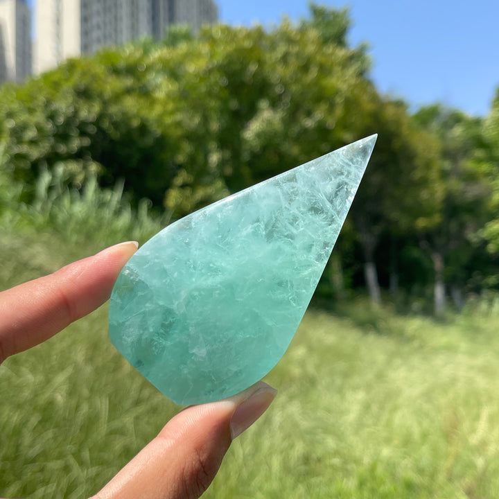 Natural Crystal Green Fluorite Teardrop