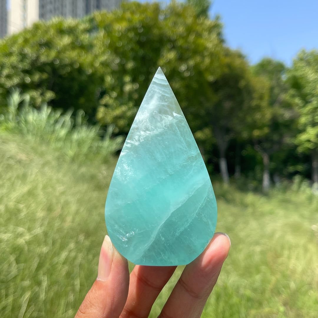 Natural Crystal Green Fluorite Teardrop