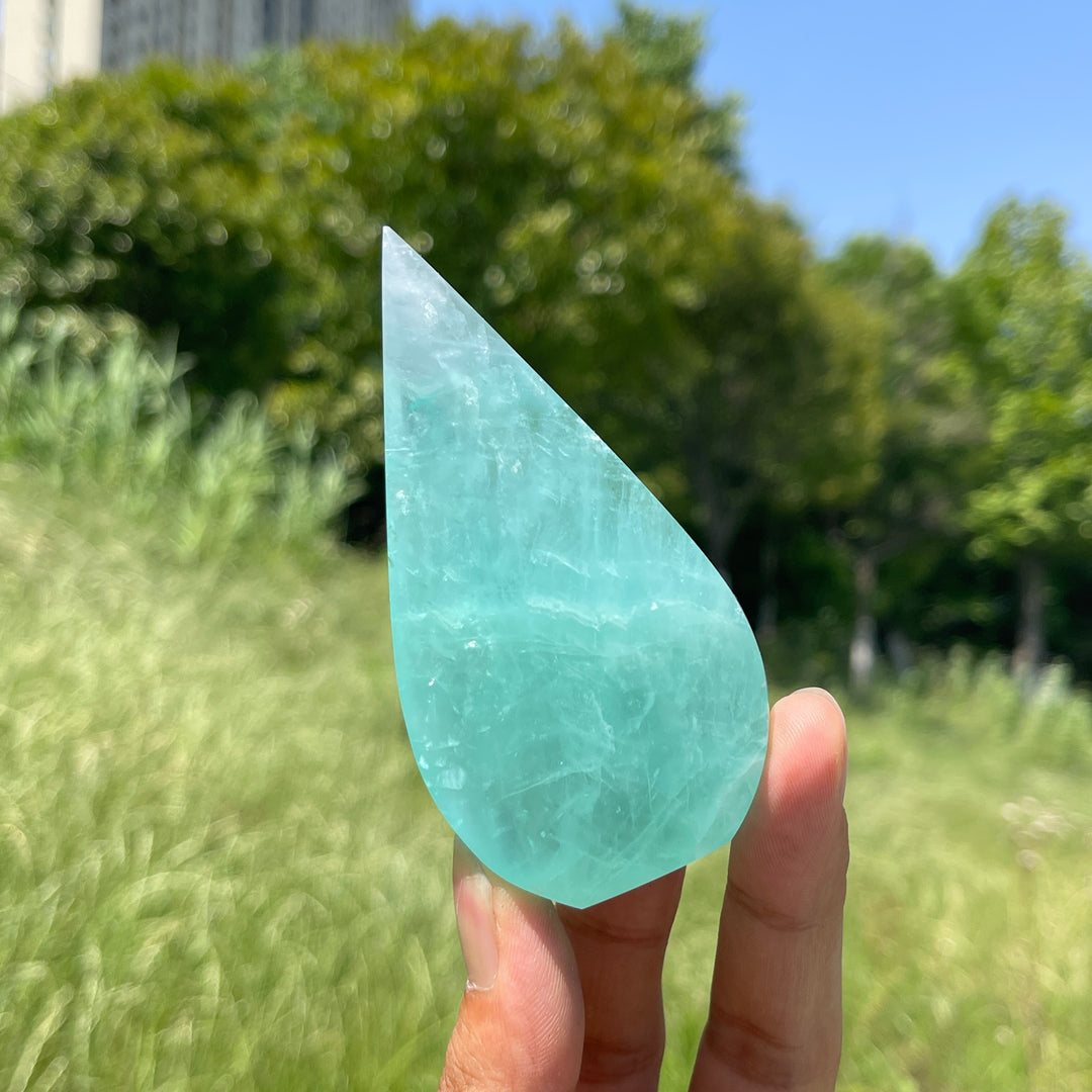Natural Crystal Green Fluorite Teardrop