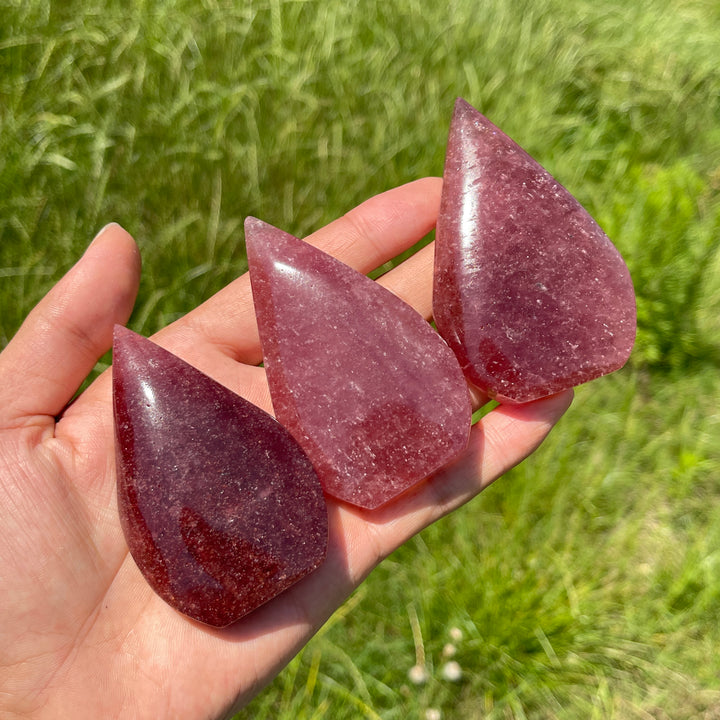 Natural Crystal Strawberry Quartz Teardrop