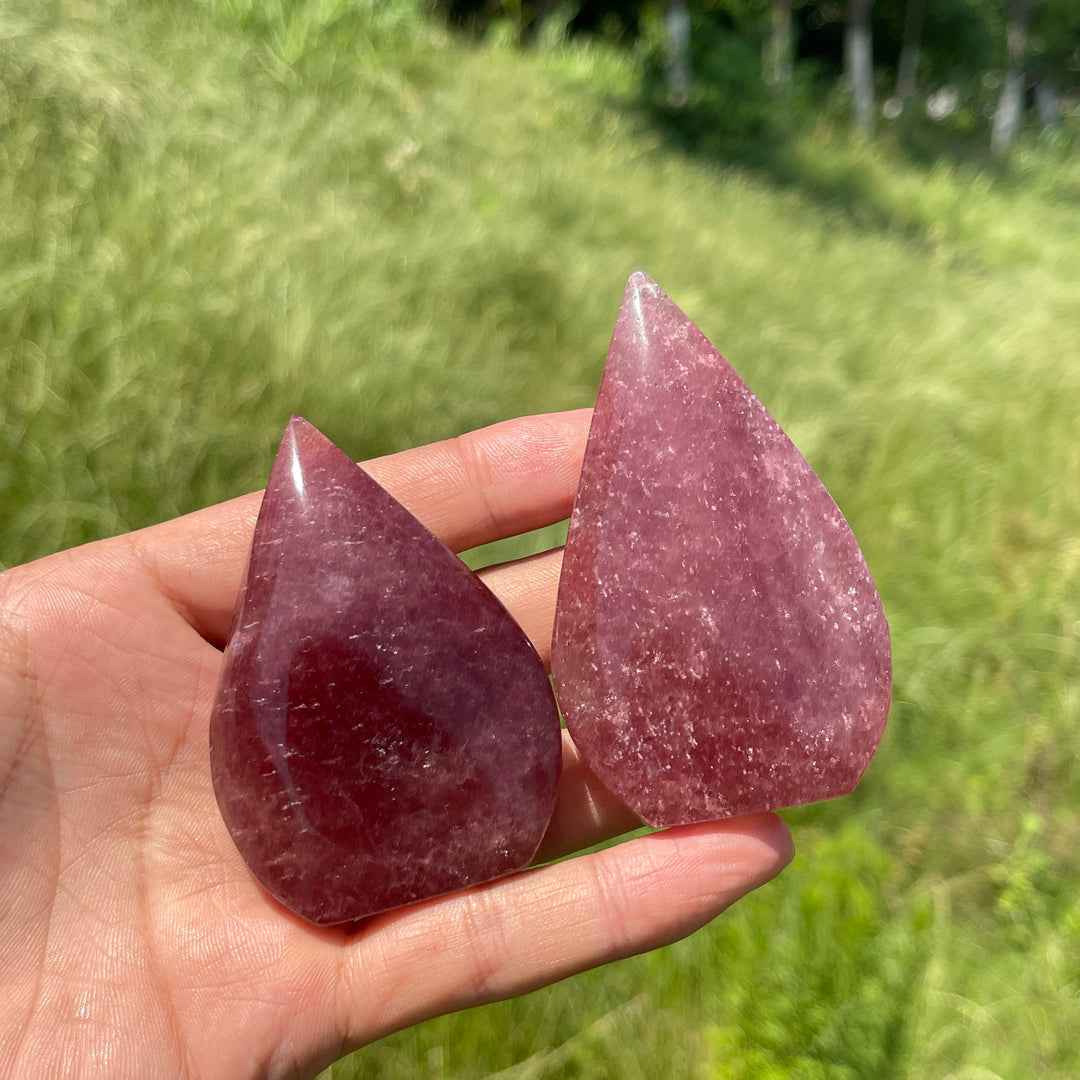 Natural Crystal Strawberry Quartz Teardrop