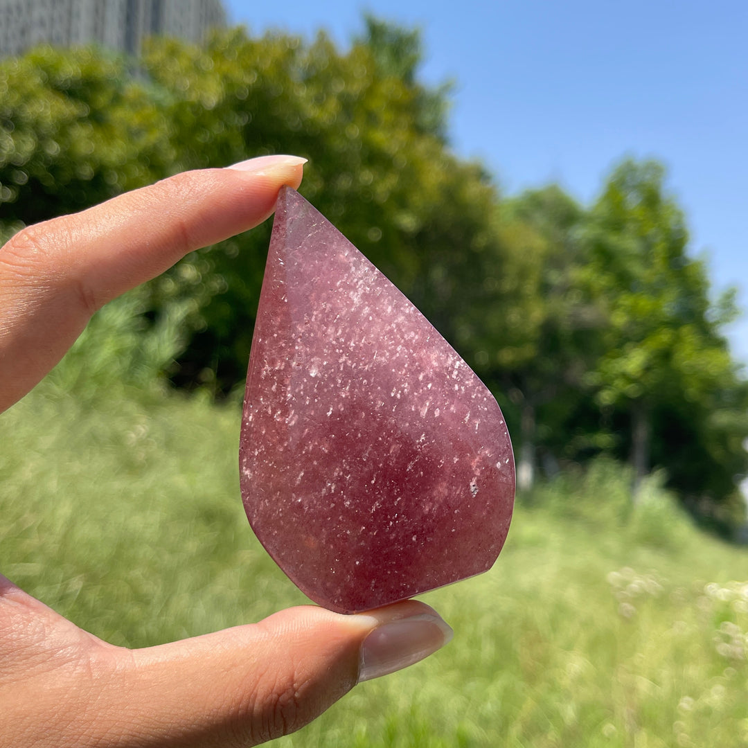 Natural Crystal Strawberry Quartz Teardrop