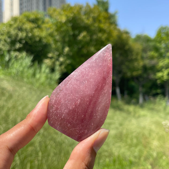 Natural Crystal Strawberry Quartz Teardrop