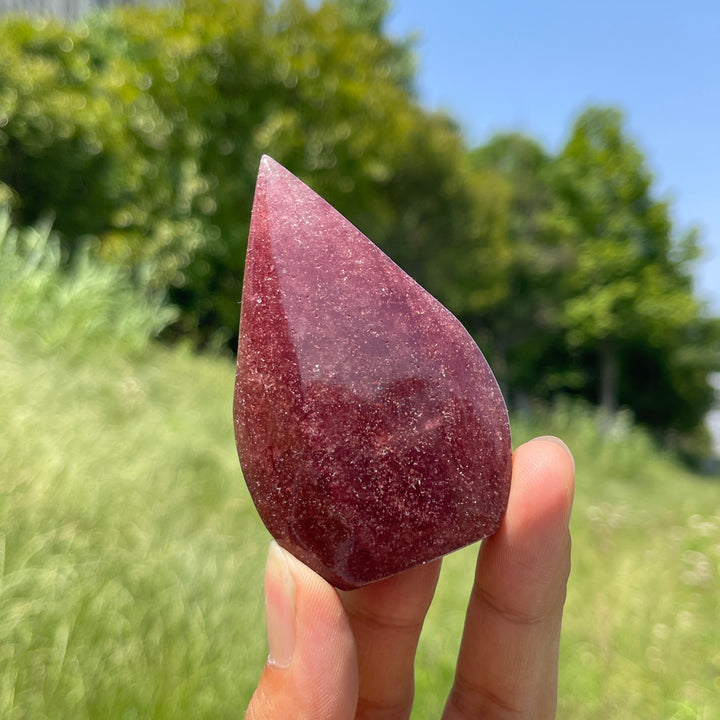 Natural Crystal Strawberry Quartz Teardrop
