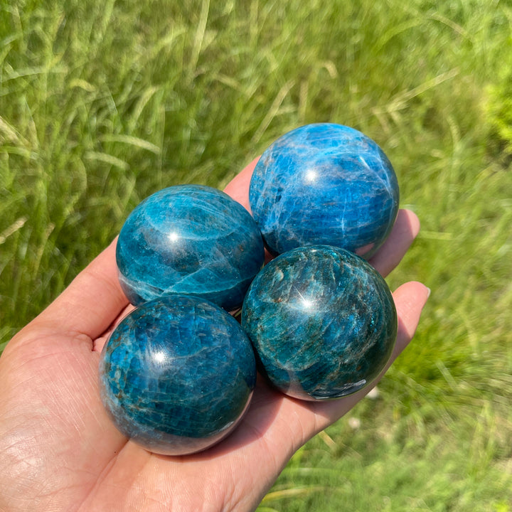 Natural Blue Apatite Crystal Sphere