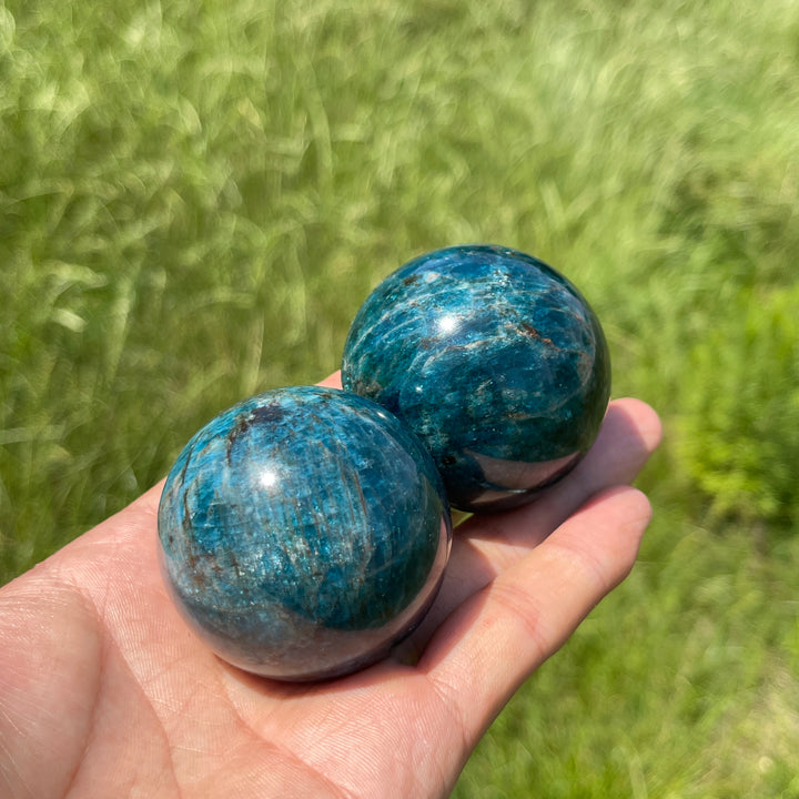 Natural Blue Apatite Crystal Sphere