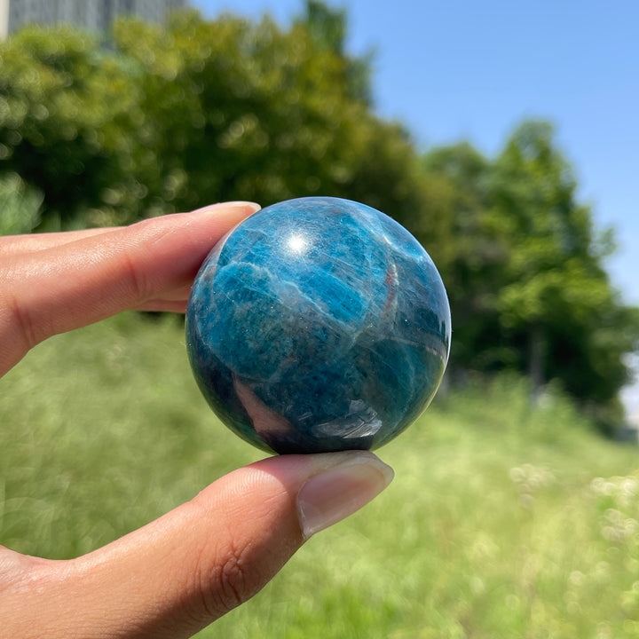 Natural Blue Apatite Crystal Sphere
