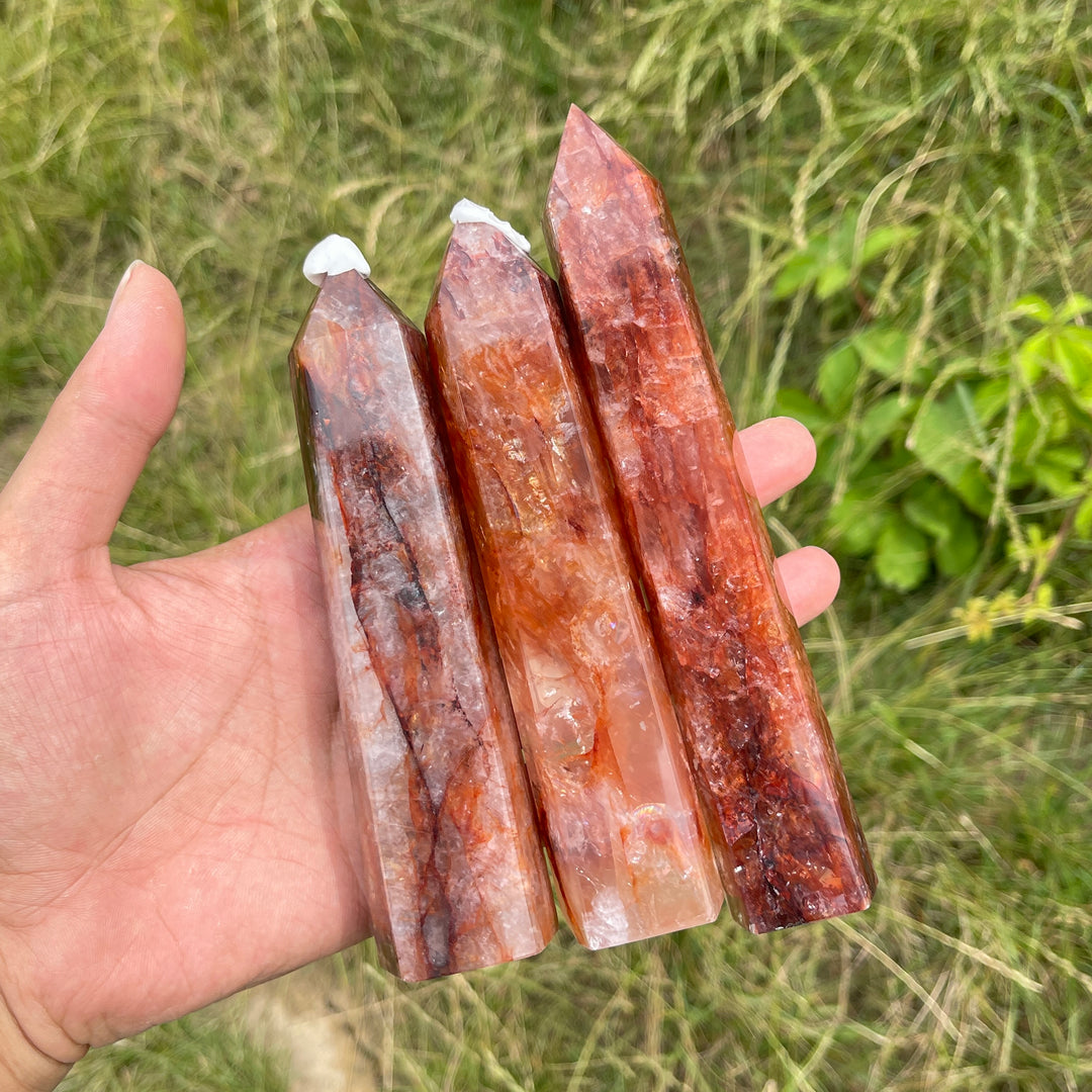 Unique,Natural Warm Fire Quartz Crystal Point