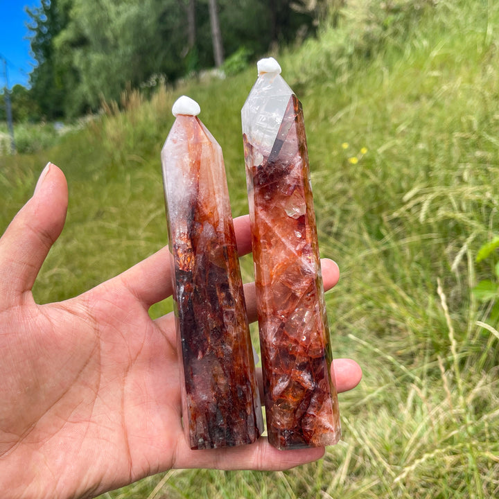 Unique,Natural Warm Fire Quartz Crystal Point