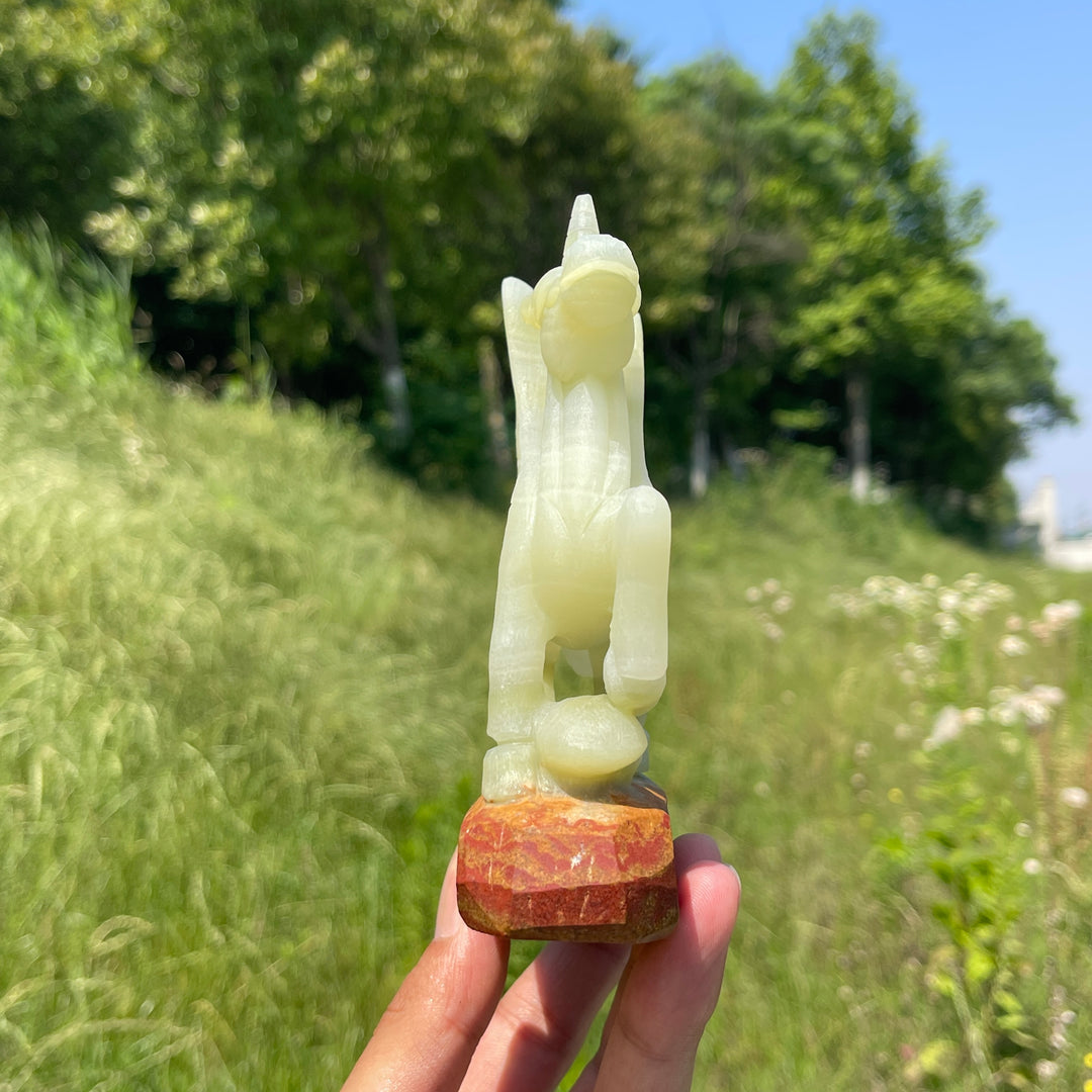 Unique,Natural Crystal Afghanistan Jade Winged Unicorn Carving
