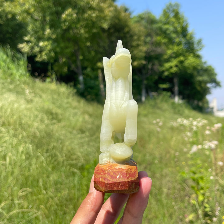 Unique,Natural Crystal Afghanistan Jade Winged Unicorn Carving