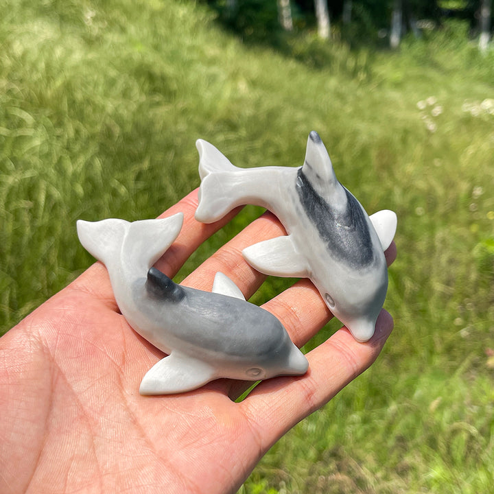 Natural TaiJi Stone Dolphin Carving
