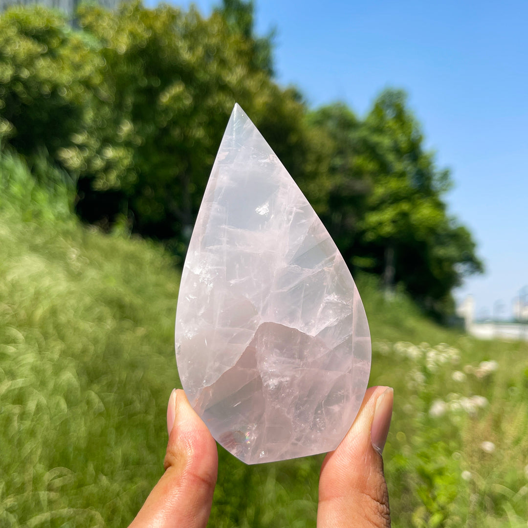 Natural Crystal Rose Quartz Teardrop