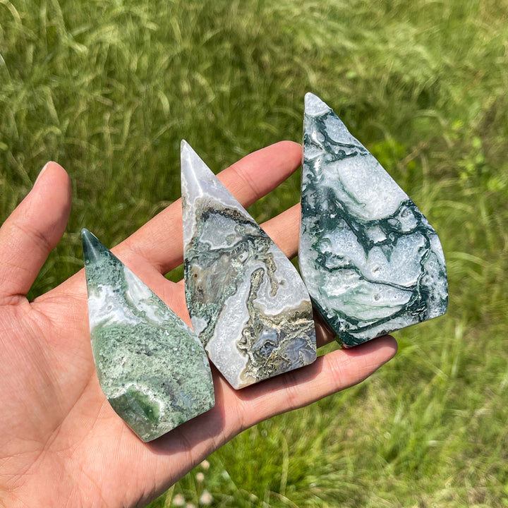 A Slightly Imperfect Natural Crystal Moss Agate Teardrop