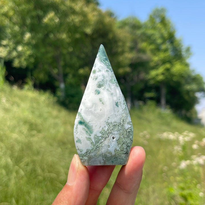 A Slightly Imperfect Natural Crystal Moss Agate Teardrop