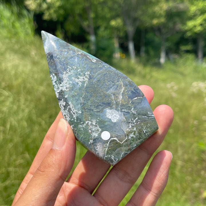 A Slightly Imperfect Natural Crystal Moss Agate Teardrop