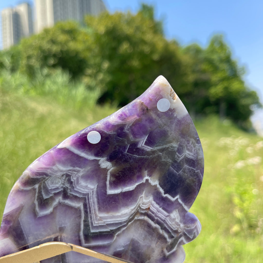 Unique,A Slightly Imperfect Natural Dream Amethyst Butterfly Wings With Stand