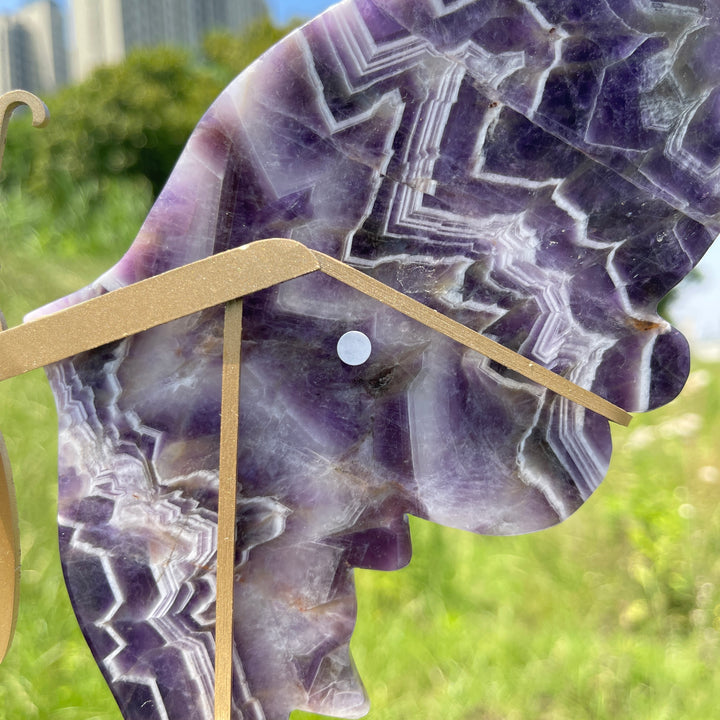 Unique,A Slightly Imperfect Natural Dream Amethyst Butterfly Wings With Stand