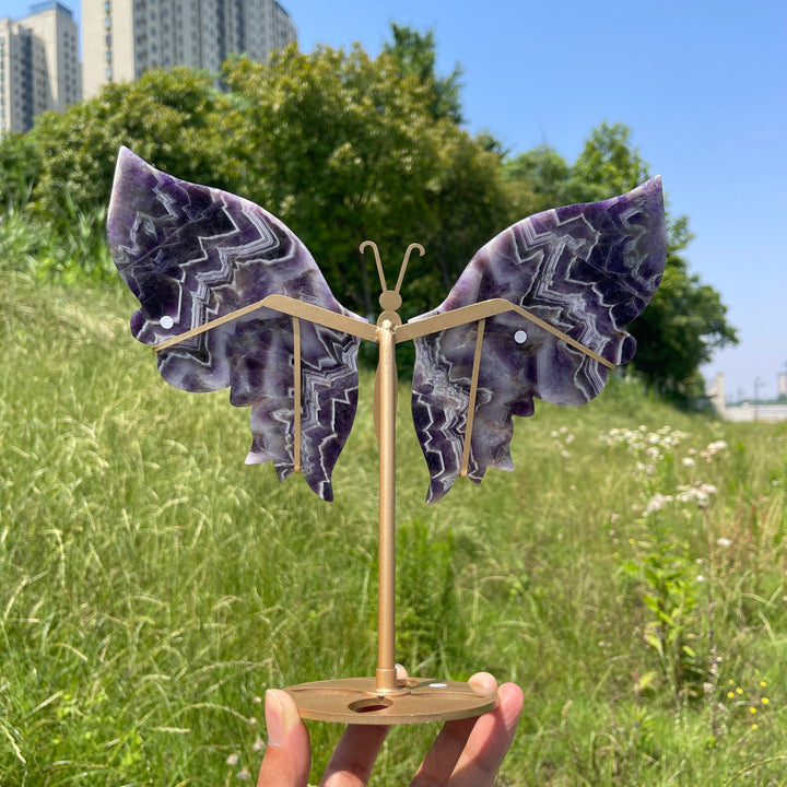 Unique,A Slightly Imperfect Natural Dream Amethyst Butterfly Wings With Stand