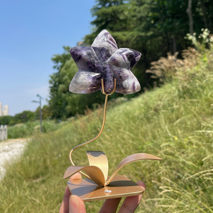 Unique,Natural Crystal Orchid Carving