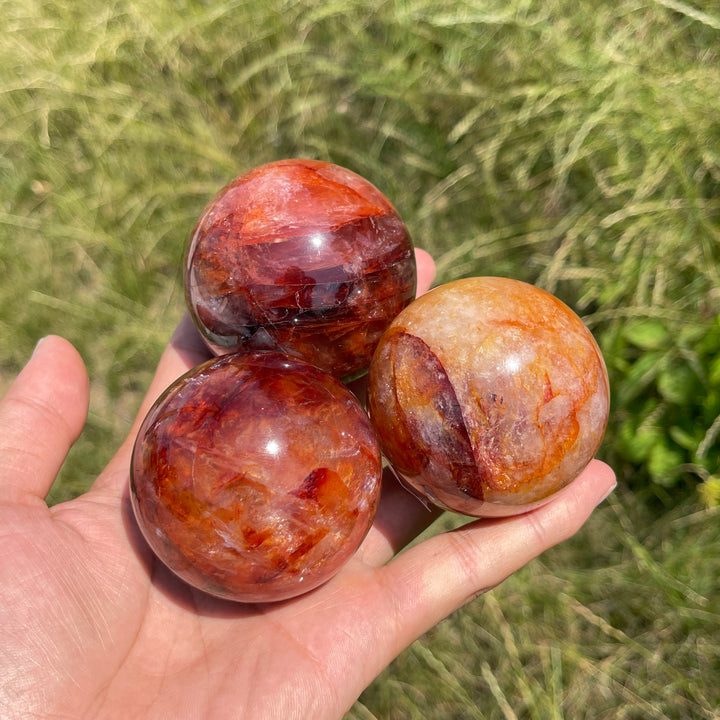Unique,Natural Warm Fire Quartz Crystal Sphere