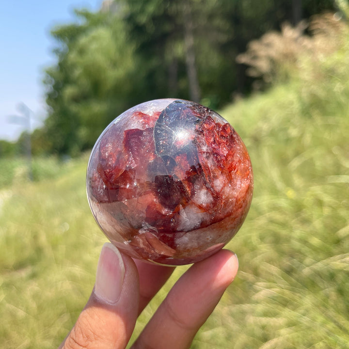 Unique,Natural Warm Fire Quartz Crystal Sphere