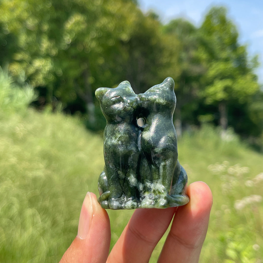 Natural Crystal Couple Cat Carving