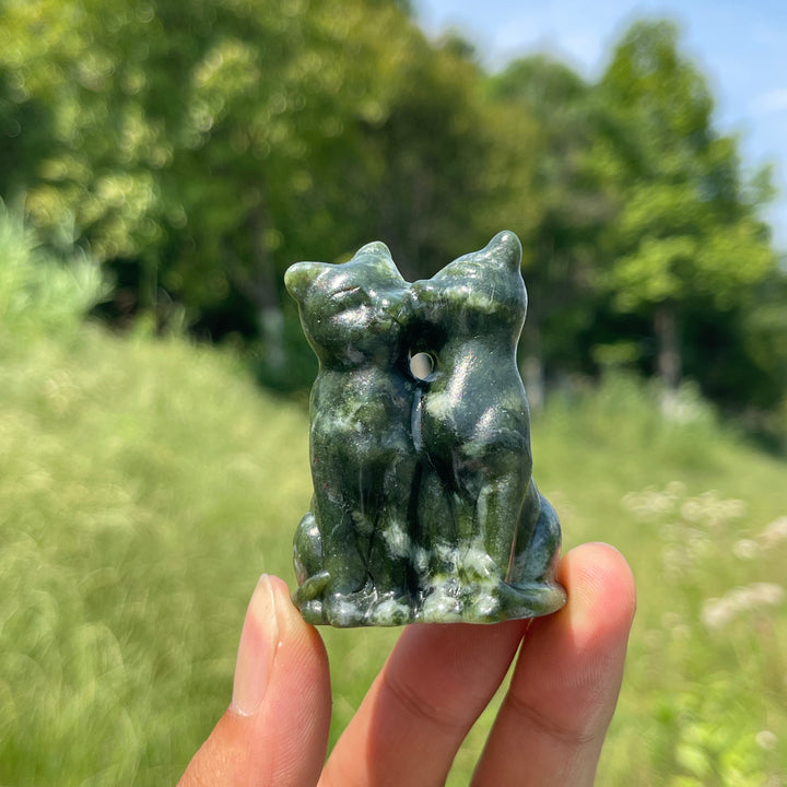 Natural Crystal Couple Cat Carving