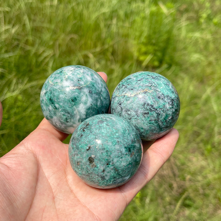 Natural Crystal Fuchsite With Pyrite Sphere