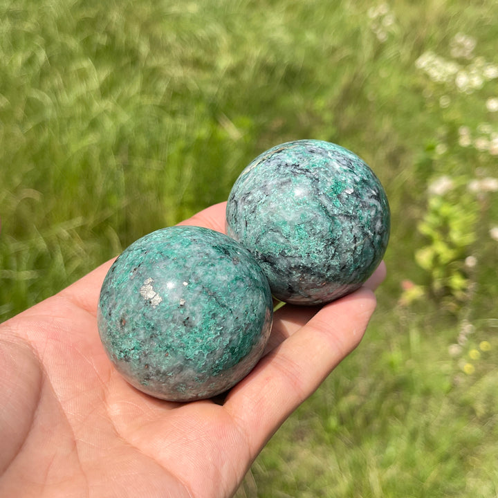 Natural Crystal Fuchsite With Pyrite Sphere