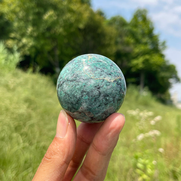 Natural Crystal Fuchsite With Pyrite Sphere