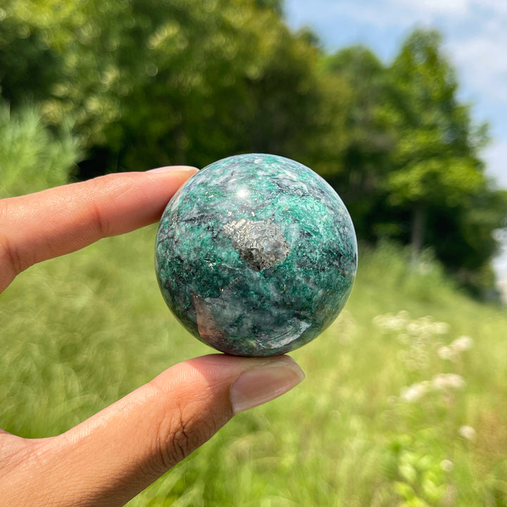 Natural Crystal Fuchsite With Pyrite Sphere