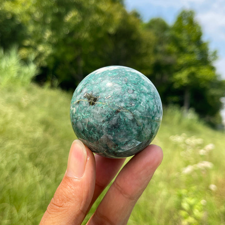 Natural Crystal Fuchsite With Pyrite Sphere