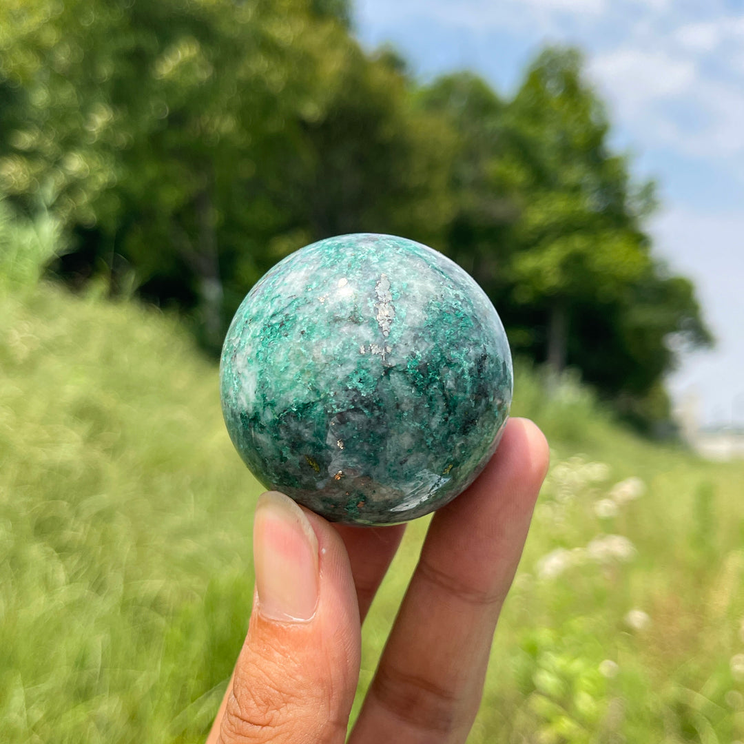 Natural Crystal Fuchsite With Pyrite Sphere