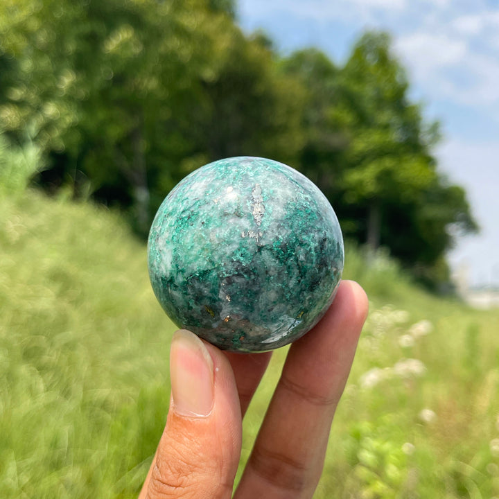 Natural Crystal Fuchsite With Pyrite Sphere