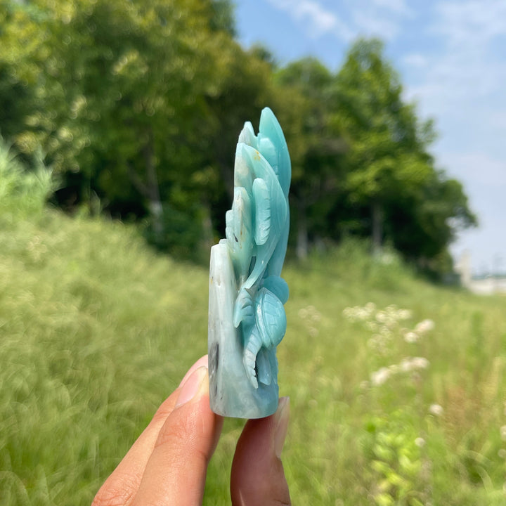 Unique,Natural Serene Blue Quartzite Underwater World Carving