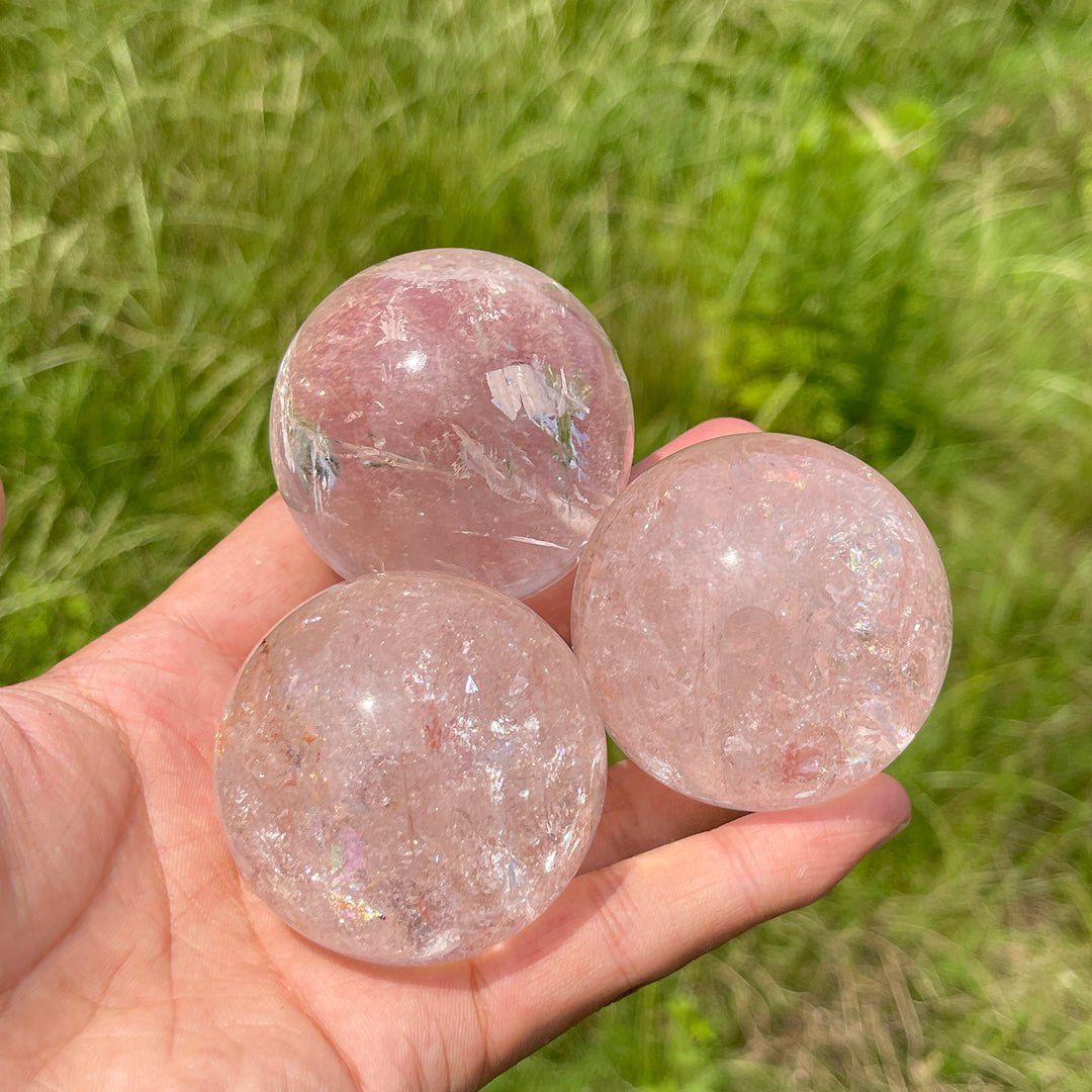 Unique,Natural Crystal Clear Quartz With Hematite Sphere