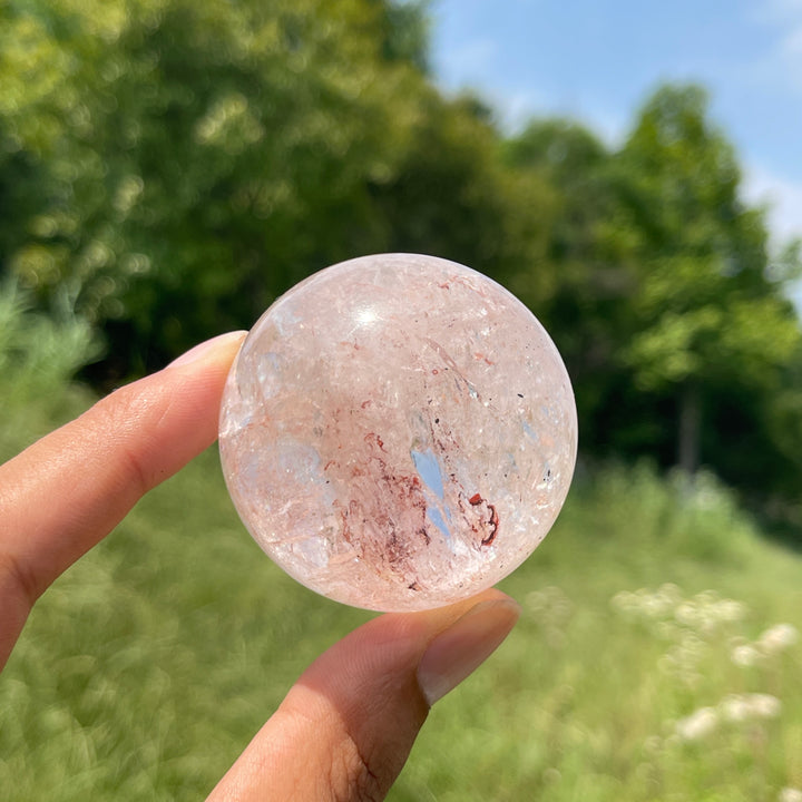 Unique,Natural Crystal Clear Quartz With Hematite Sphere