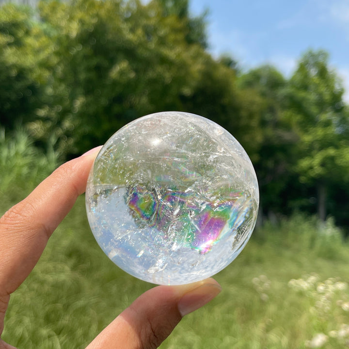 Unique,Natural Crystal Clear Quartz With Hematite Sphere