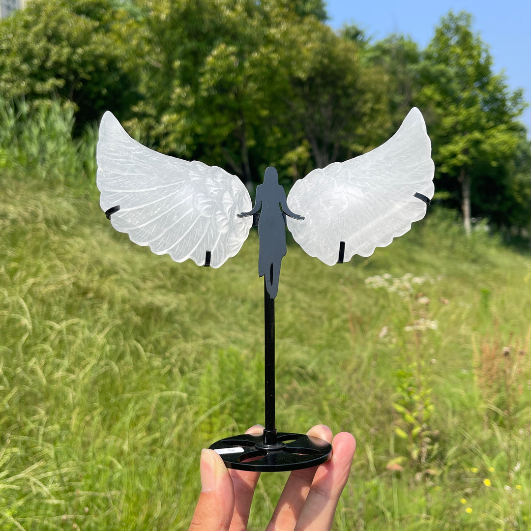 Unique,A Slightly Imperfect Natural Crystal Selenite Angel Wings Carving
