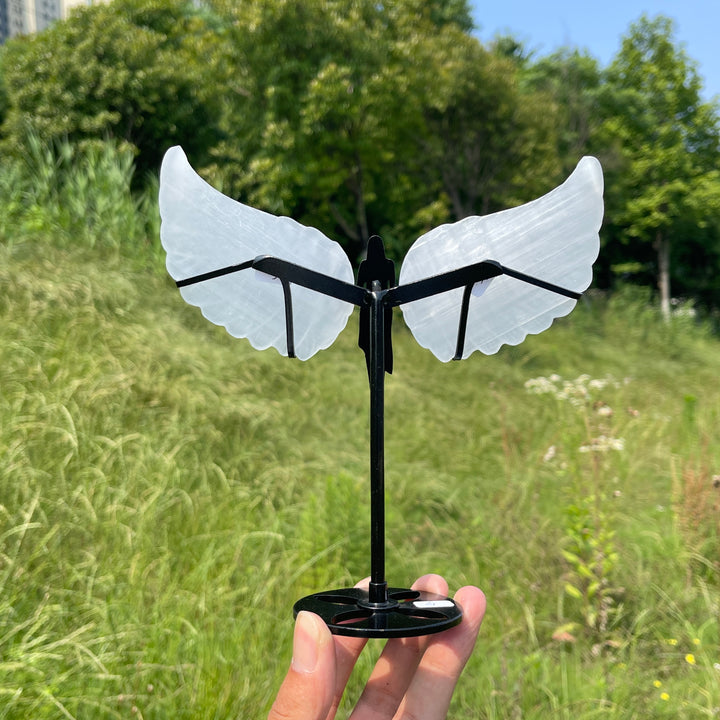Unique,A Slightly Imperfect Natural Crystal Selenite Angel Wings Carving