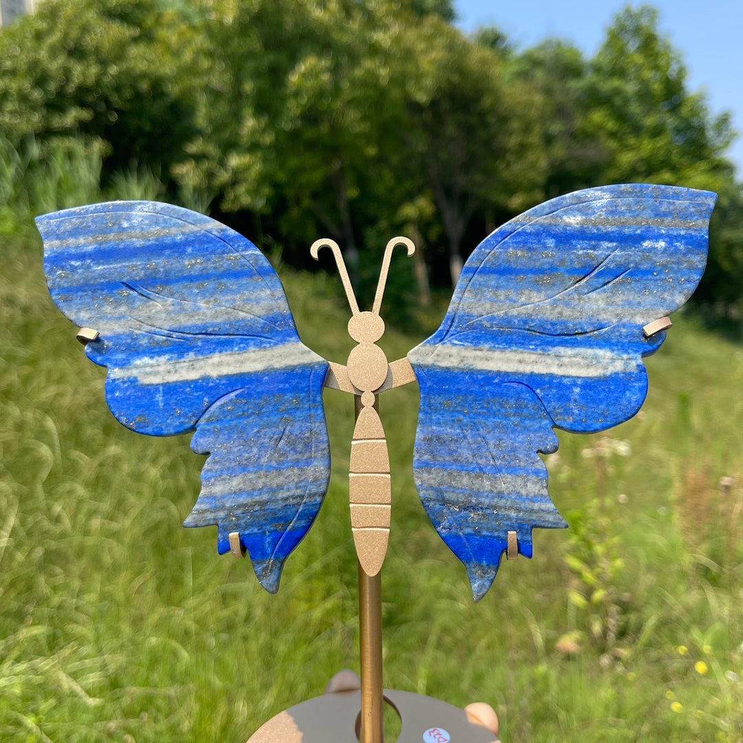 Unique,Natural Crystal Lapis Lazuli Butterfly Wing Set