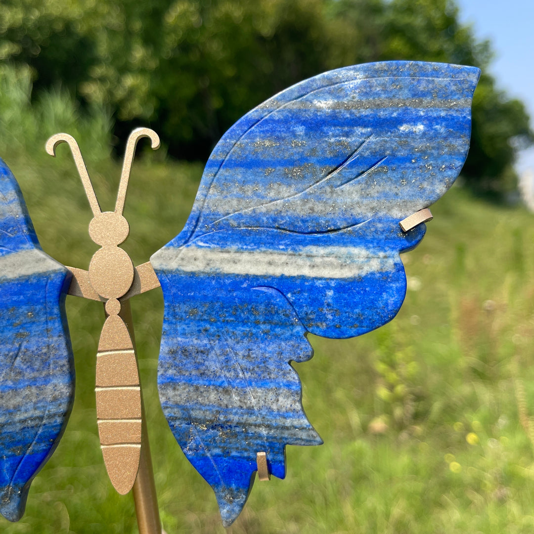 Unique,Natural Crystal Lapis Lazuli Butterfly Wing Set