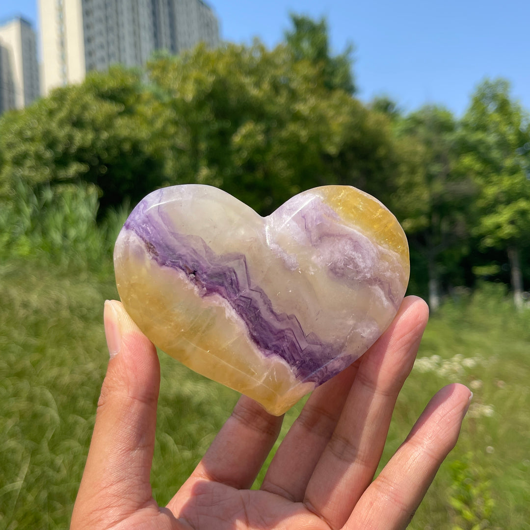 Natural Crystal Fluorite Heart Bowl Carving